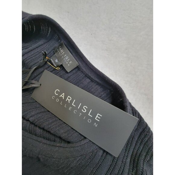 Carlisle Collection Women's Regalis Ribbed Crew Neck Top Black Size Medium NEW - Picture 3 of 10